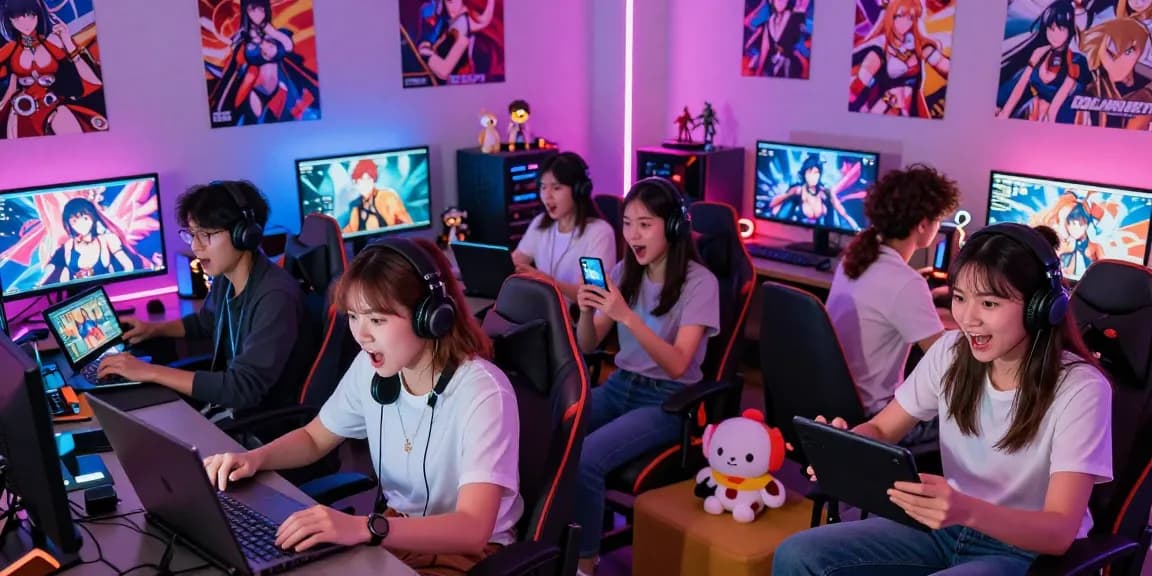 Players enjoying engaging hentai games in a vibrant gaming lounge setting