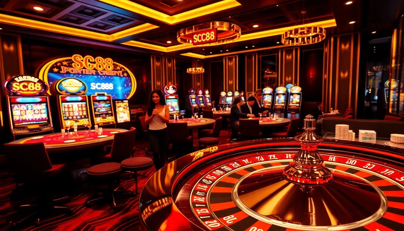 Experience the excitement of SC88 casino gaming with vibrant roulette and poker setups, highlighting thrilling betting moments.