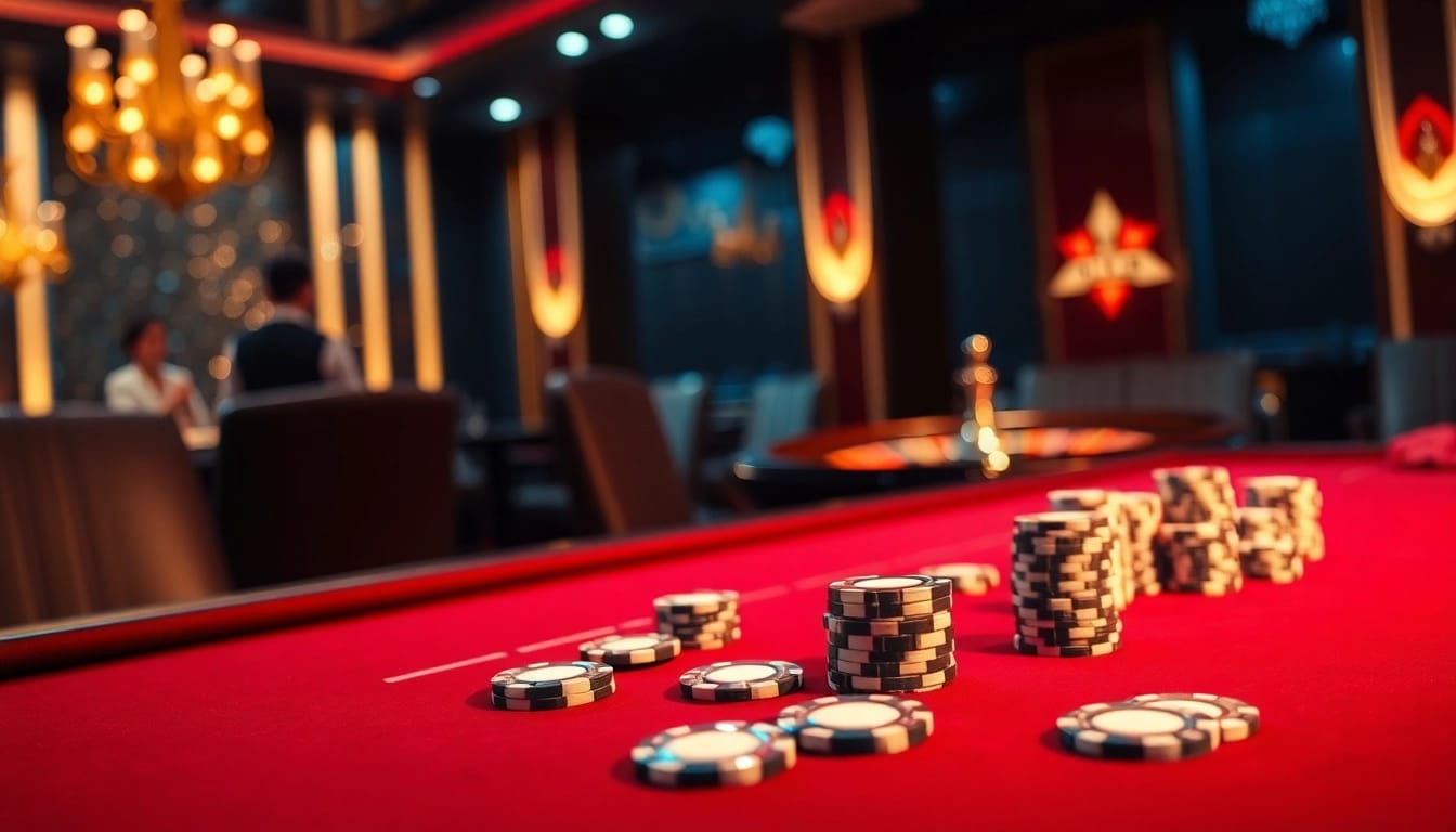 Experience the thrill of GK 88 at a professional casino table, showcasing poker chips and card play.