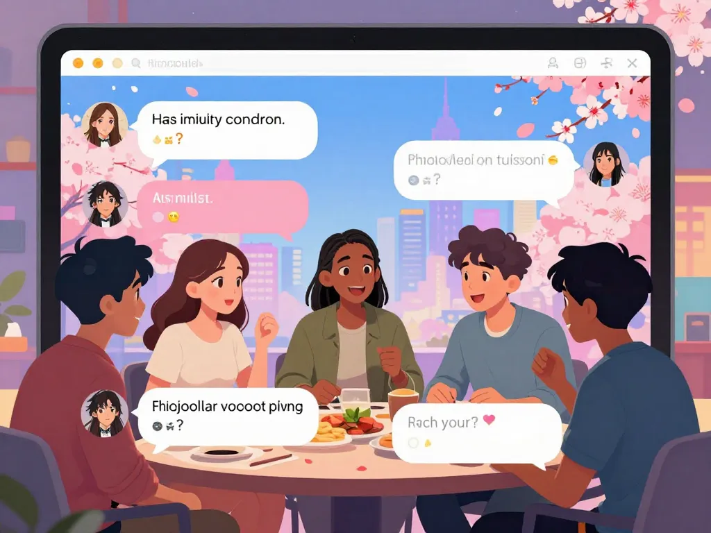 Engaging scene of characters in hentai AI chat showcasing lively conversations and dynamic interfaces.
