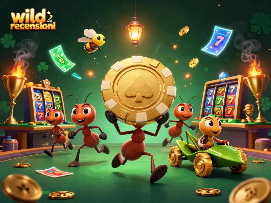 Experience thrilling wild tokyo recensioni with our 3D cartoon heist featuring ants stealing a giant poker chip.